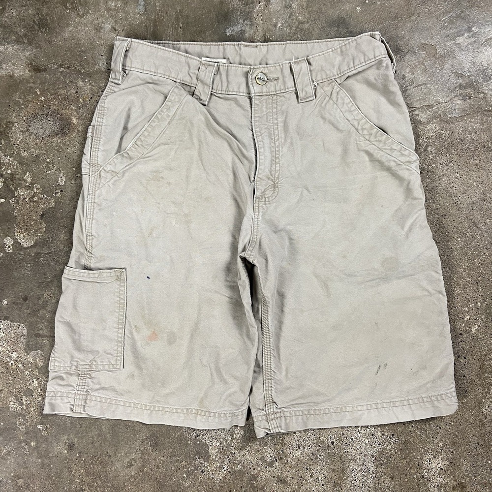 Vintage Carhartt Canvas Shorts Size 30 Tan Outdoor Utility Work Wear B147
